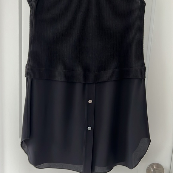 Theory sleeveless combo tunic, wool blend on top, silk button down bottom size s - Picture 5 of 10